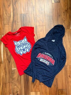 Arizona Wildcats Women's Red Short-Sleeve and Blue Long-sleeve shirt bundle of 2